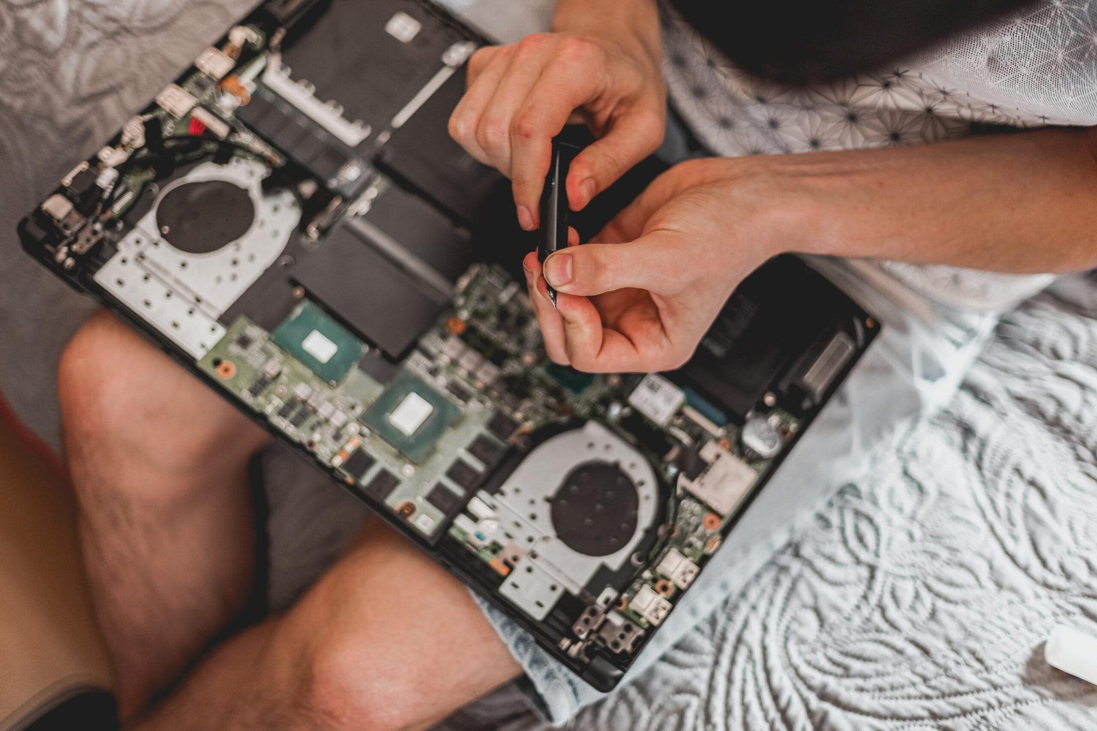 changing the thermal paste on a laptop.