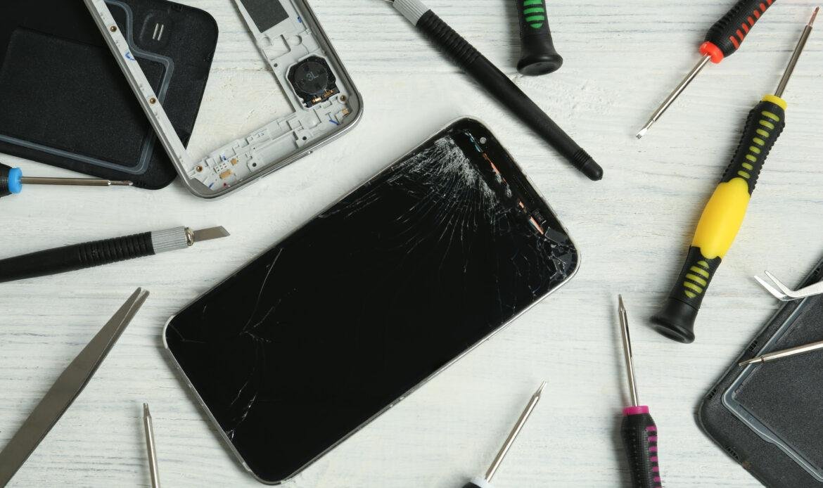 damaged smartphone and repair