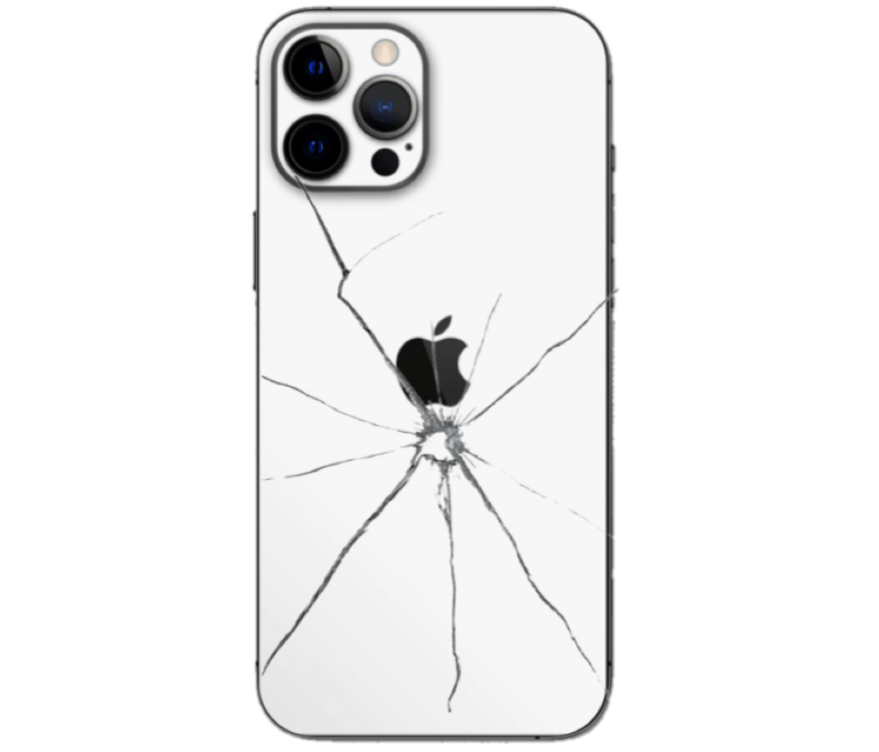 smashed back glass iphone crack